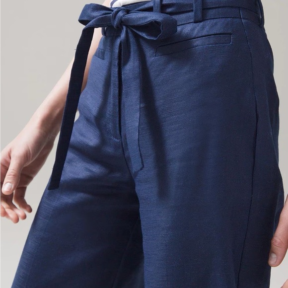 White House Black Market NWT Linen Wide Leg Pants Sz 2 Officer Blue - Picture 5 of 7